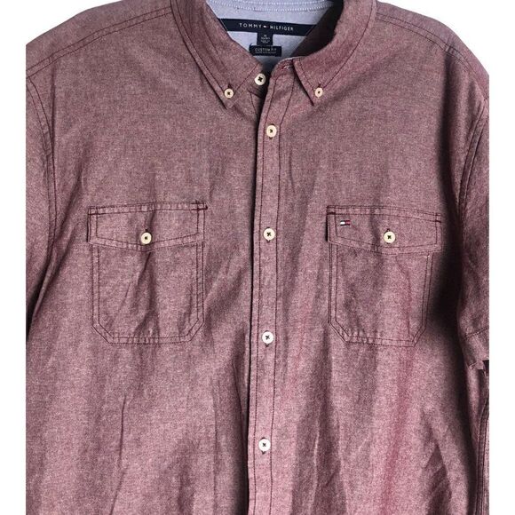 Mens Tommy Hilfiger Purple S/S Men’s Button Down Casual Shirt Size XL - Picture 2 of 4